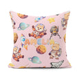 Custom Name Space Dog Bear Astronaut Rockets Seamless Soft Pink Square Filled Cushion Throw Pillow Sofa Bed Home Decor Zip Washable UK Made
