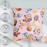 Custom Name Space Dog Bear Astronaut Rockets Seamless Soft Pink Square Filled Cushion Throw Pillow Sofa Bed Home Decor Zip Washable UK Made