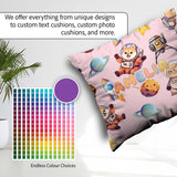 Custom Name Space Dog Bear Astronaut Rockets Seamless Soft Pink Square Filled Cushion Throw Pillow Sofa Bed Home Decor Zip Washable UK Made