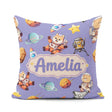 Custom Name Dog Bear Astronaut Rockets Planets Seamless Lavender Square Filled Cushion Throw Pillow Sofa Bed Home Decor Zip Washable UK Made