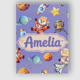 Personalised Name Space Dog Bear Astronaut Custom  Unique Gift Idea Elegant Feature Canvas Wall Art Print Decor Picture Ready to Hang