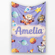 Space Dog Bear Astronaut Rockets Planets Seamless Lavender  Personalised Custom Name Super Soft Fleece Blanket Bed Sofa Throw