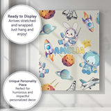 Personalised Name Space Bunny Cat Astronaut Custom  Bespoke Interior Contemporary Canvas Wall Art Print Decor Picture Ready to Hang