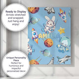 Personalised Name Space Bunny Cat Astronaut Custom  Bespoke Interior Contemporary Canvas Wall Art Print Decor Picture Ready to Hang
