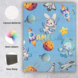 Personalised Name Space Bunny Cat Astronaut Custom  Bespoke Interior Contemporary Canvas Wall Art Print Decor Picture Ready to Hang