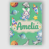 Personalised Name Space Bunny Cat Astronaut Custom  Bespoke Interior Contemporary Canvas Wall Art Print Decor Picture Ready to Hang