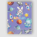 Personalised Name Space Bunny Cat Astronaut Custom  Bespoke Interior Contemporary Canvas Wall Art Print Decor Picture Ready to Hang