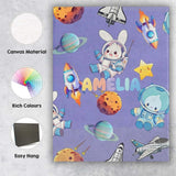 Personalised Name Space Bunny Cat Astronaut Custom  Bespoke Interior Contemporary Canvas Wall Art Print Decor Picture Ready to Hang