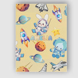 Personalised Name Space Bunny Astronaut Custom  Modern Room Accent Elegant Feature Canvas Wall Art Print Decor Picture Ready to Hang