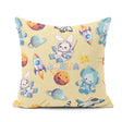 Custom Name Astronaut Rockets Planets Seamless Yellow Background Square Filled Cushion Throw Pillow Sofa Bed Home Decor Zip Washable UK Made