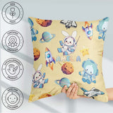 Custom Name Astronaut Rockets Planets Seamless Yellow Background Square Filled Cushion Throw Pillow Sofa Bed Home Decor Zip Washable UK Made