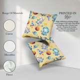 Custom Name Astronaut Rockets Planets Seamless Yellow Background Square Filled Cushion Throw Pillow Sofa Bed Home Decor Zip Washable UK Made