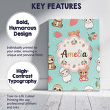 Personalised Name Cute Bear Sloth Lamb Custom  Modern Room Accent Elegant Feature Canvas Wall Art Print Decor Picture Ready to Hang