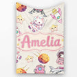 Space Cat Astronaut Girl Rockets Stars Seamless Cream Background  Personalised Custom Name Super Soft Fleece Blanket Bed Sofa Throw