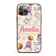 Space Cat Astronaut Girl Rockets Stars Seamless Custom Name Protective Phone Case Mobile Cover Durable Everyday Smartphone Shock Resistant