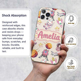 Space Cat Astronaut Girl Rockets Stars Seamless Custom Name Protective Phone Case Mobile Cover Durable Everyday Smartphone Shock Resistant