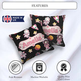 Custom Name Space Cat Astronaut Girl Rockets Seamless Background Square Filled Cushion Throw Pillow Sofa Bed Home Decor Zip Washable UK Made
