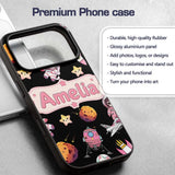 Space Cat Astronaut Girl Rockets Stars Seamless Custom Name Protective Phone Case Mobile Cover Durable Everyday Smartphone Shock Resistant