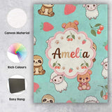 Personalised Name Cute Bear Sloth Lamb Custom  Modern Room Accent Elegant Feature Canvas Wall Art Print Decor Picture Ready to Hang