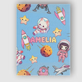 Personalised Name Space Cat Astronaut Girl Custom  Unique Gift Idea Elegant Feature Canvas Wall Art Print Decor Picture Ready to Hang