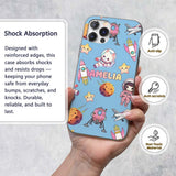 Space Cat Astronaut Girl Rockets Stars Seamless Custom Name Protective Phone Case Mobile Cover Durable Everyday Smartphone Shock Resistant