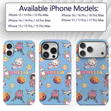 Space Cat Astronaut Girl Rockets Stars Seamless Custom Name Protective Phone Case Mobile Cover Durable Everyday Smartphone Shock Resistant