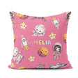 Custom Name Space Cat Astronaut Girl Rockets Stars Seamless Pink Square Filled Cushion Throw Pillow Sofa Bed Home Decor Zip Washable UK Made