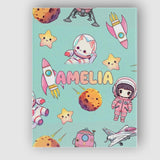 Personalised Name Space Cat Astronaut Girl Custom  Unique Gift Idea Elegant Feature Canvas Wall Art Print Decor Picture Ready to Hang