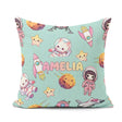 Custom Name Space Cat Astronaut Girl Rockets Stars Seamless Mint Square Filled Cushion Throw Pillow Sofa Bed Home Decor Zip Washable UK Made