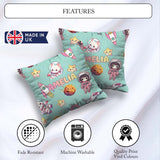 Custom Name Space Cat Astronaut Girl Rockets Stars Seamless Mint Square Filled Cushion Throw Pillow Sofa Bed Home Decor Zip Washable UK Made