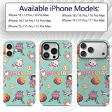 Space Cat Astronaut Girl Rockets Stars Seamless Custom Name Protective Phone Case Mobile Cover Durable Everyday Smartphone Shock Resistant