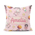 Custom Name Space Cat Astronaut Girl Rockets Stars Seamless Pink Square Filled Cushion Throw Pillow Sofa Bed Home Decor Zip Washable UK Made