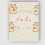 Personalised Name Cute Hamster Cartoon Animal Pattern Perfect Custom  Home Unique Canvas Wall Art Print Decor Picture Ready to Hang