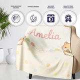 Cute Hamster Cartoon Animal Pattern Perfect Gift for Her Lovely  Personalised Custom Name Super Soft Fleece Blanket Bed Sofa Throw