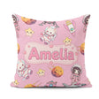 Custom Name Space Cat Astronaut Girl Rockets Stars Seamless Pink Square Filled Cushion Throw Pillow Sofa Bed Home Decor Zip Washable UK Made