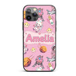 Space Cat Astronaut Girl Rockets Stars Seamless Custom Name Protective Phone Case Mobile Cover Durable Everyday Smartphone Shock Resistant