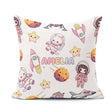 Custom Name Space Cat Astronaut Girl Rockets Stars Seamless Grey Square Filled Cushion Throw Pillow Sofa Bed Home Decor Zip Washable UK Made