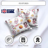 Custom Name Space Cat Astronaut Girl Rockets Stars Seamless Grey Square Filled Cushion Throw Pillow Sofa Bed Home Decor Zip Washable UK Made