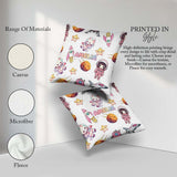 Custom Name Space Cat Astronaut Girl Rockets Stars Seamless Grey Square Filled Cushion Throw Pillow Sofa Bed Home Decor Zip Washable UK Made