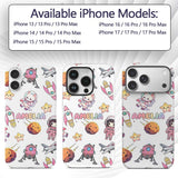 Space Cat Astronaut Girl Rockets Stars Seamless Custom Name Protective Phone Case Mobile Cover Durable Everyday Smartphone Shock Resistant
