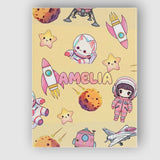 Personalised Name Space Cat Astronaut Girl Custom  Unique Gift Idea Elegant Feature Canvas Wall Art Print Decor Picture Ready to Hang