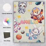 Personalised Name Space Animals Astronaut Custom  Unique Gift Idea Elegant Feature Canvas Wall Art Print Decor Picture Ready to Hang