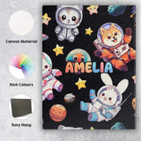 Personalised Name Space Animals Astronaut Custom  Unique Gift Idea Elegant Feature Canvas Wall Art Print Decor Picture Ready to Hang