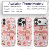 Cute Bear Sloth Lamb Cherry Strawberry Seamless Custom Name Protective Phone Case Mobile Cover Durable Everyday Smartphone Shock Resistant