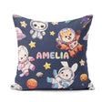 Custom Name Space Animals Astronaut Dog Bunny UFO Stars Seamless Square Filled Cushion Throw Pillow Sofa Bed Home Decor Zip Washable UK Made