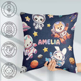 Custom Name Space Animals Astronaut Dog Bunny UFO Stars Seamless Square Filled Cushion Throw Pillow Sofa Bed Home Decor Zip Washable UK Made