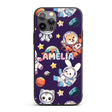 Space Animals Astronaut Dog Bunny Printed Design Custom Name Protective Phone Case Mobile Cover Durable Everyday Smartphone Shock Resistant