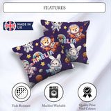 Custom Name Space Animals Astronaut Dog Bunny UFO Stars Seamless Square Filled Cushion Throw Pillow Sofa Bed Home Decor Zip Washable UK Made