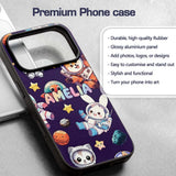 Space Animals Astronaut Dog Bunny Printed Design Custom Name Protective Phone Case Mobile Cover Durable Everyday Smartphone Shock Resistant