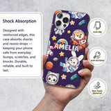 Space Animals Astronaut Dog Bunny Printed Design Custom Name Protective Phone Case Mobile Cover Durable Everyday Smartphone Shock Resistant